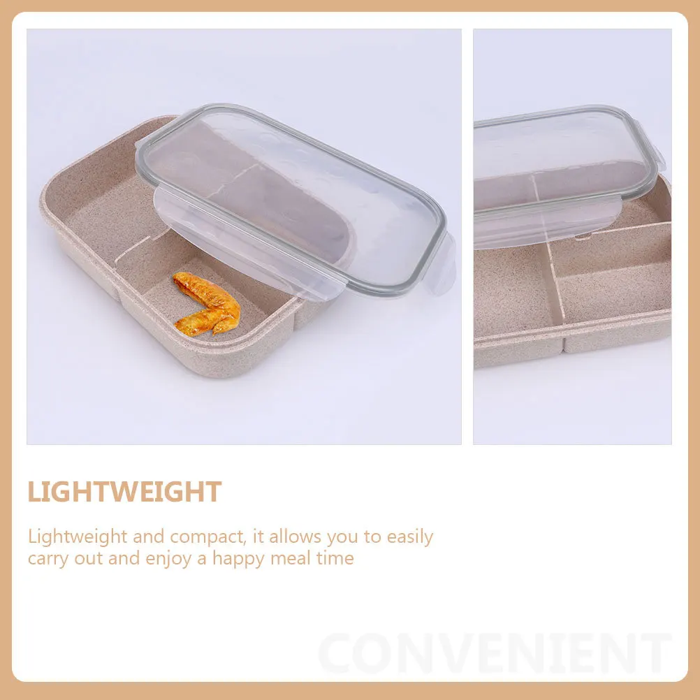 

1 Set Portable Bento Box Divided Plastic Lunch Container For School Office Outdoor Lightweight Food Storage Box Sealed Salad