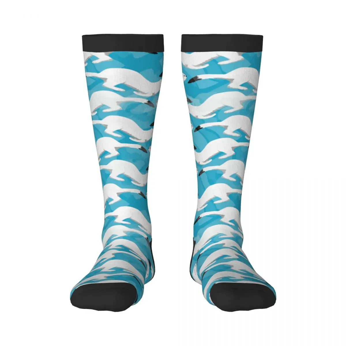 Casual Socks Winter White Ferret Running Arctic Wild Animal Long Socks Harajuku Business Socks