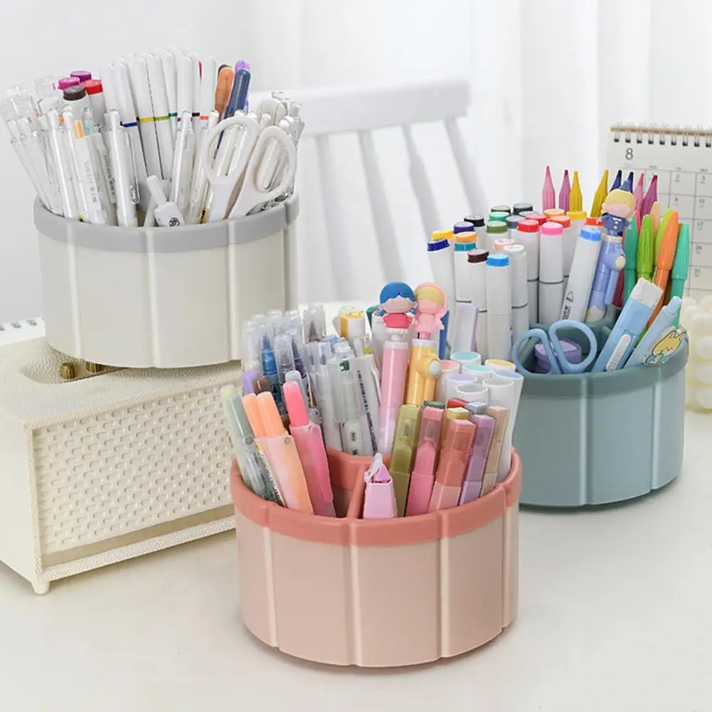 3 Colors  Useful Cartoon Desktop Sundries Pencil Storage Box Ferris Wheel Shape Pen Container 360 Degree Rotating   for Student