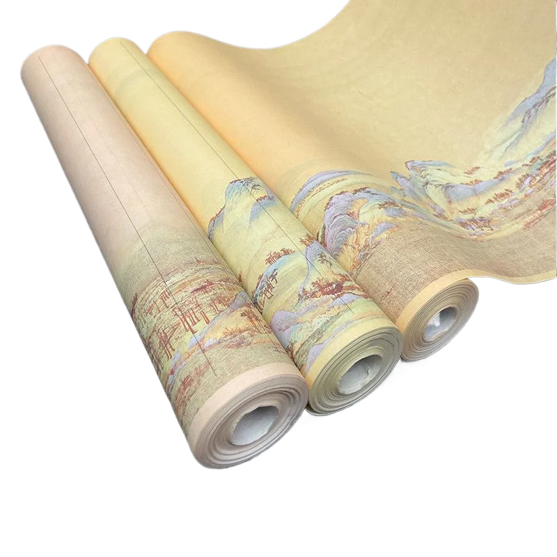 Handmade Batik Half Ripe Rice Paper Chinese Style Brush Calligraphy Xuan Paper Long Scroll Small Regular Script Rice Paper