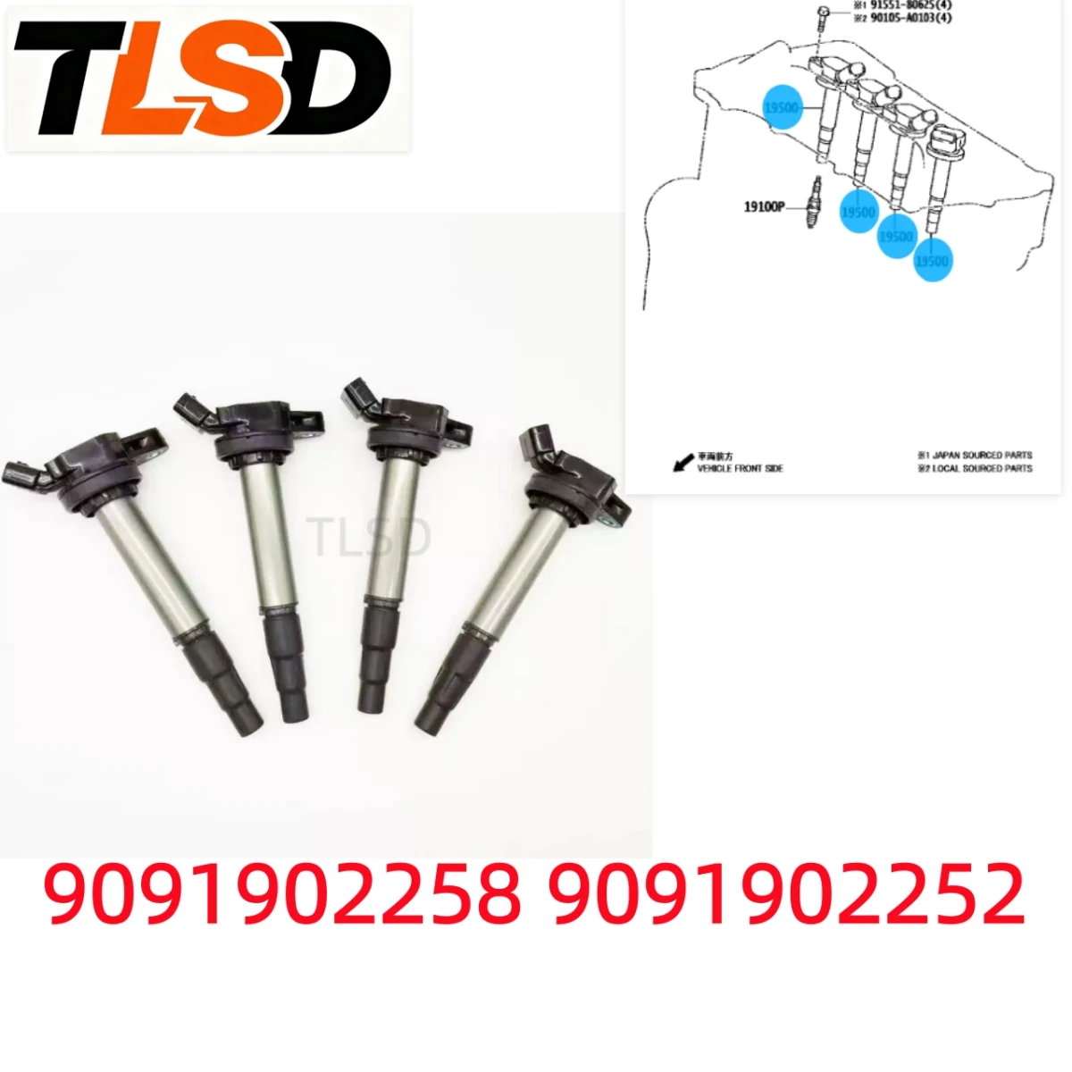 Ignition Coil Assembly 9091902258 .9091902252.90919C2005 Suitable for E'Z (China).Corolla Cross.C-Hr.Yaris Grmn.Sienta (Taiwan).Harrier/Hybrid.Lexus Ct200H