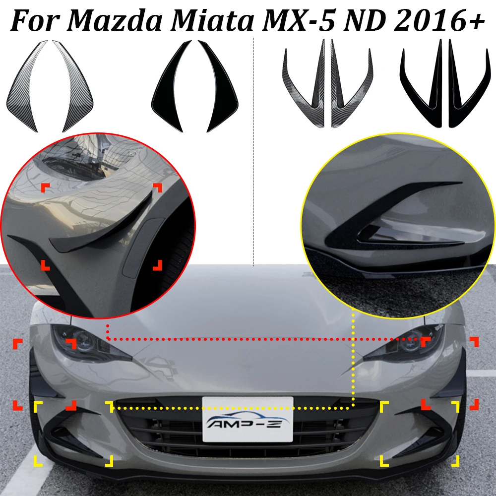 For Mazda Miata MX-5 ND 2016+ Car Front Bar Side Wind Blade Cars Sticker Exterior Modification ABS Auto Body Kit