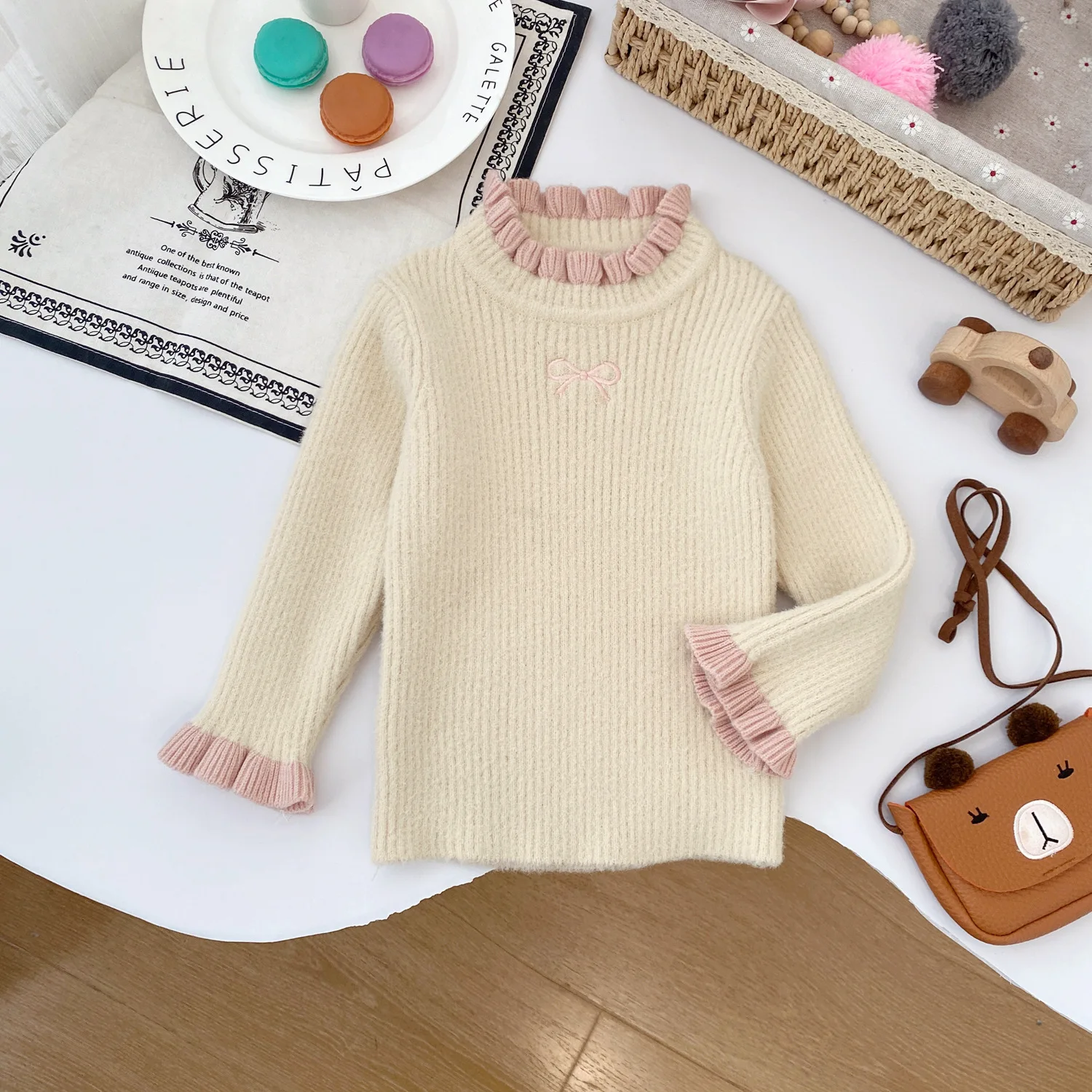 maglione-da-ragazza-2025-autunno-e-inverno-nuovo-top-elastico-in-pile-per-bambini-abbigliamento-per-bambini-fondo-lavorato-a-maglia