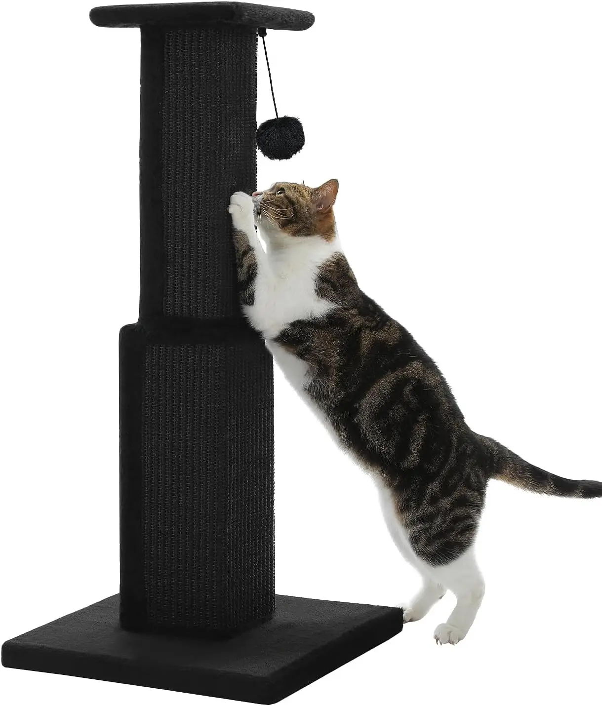 

Large Cat Scratching Post 32” Tall Black Scratching Post for Indoor Cats Adults Ultimate Scratch Post with Woven Sisal,