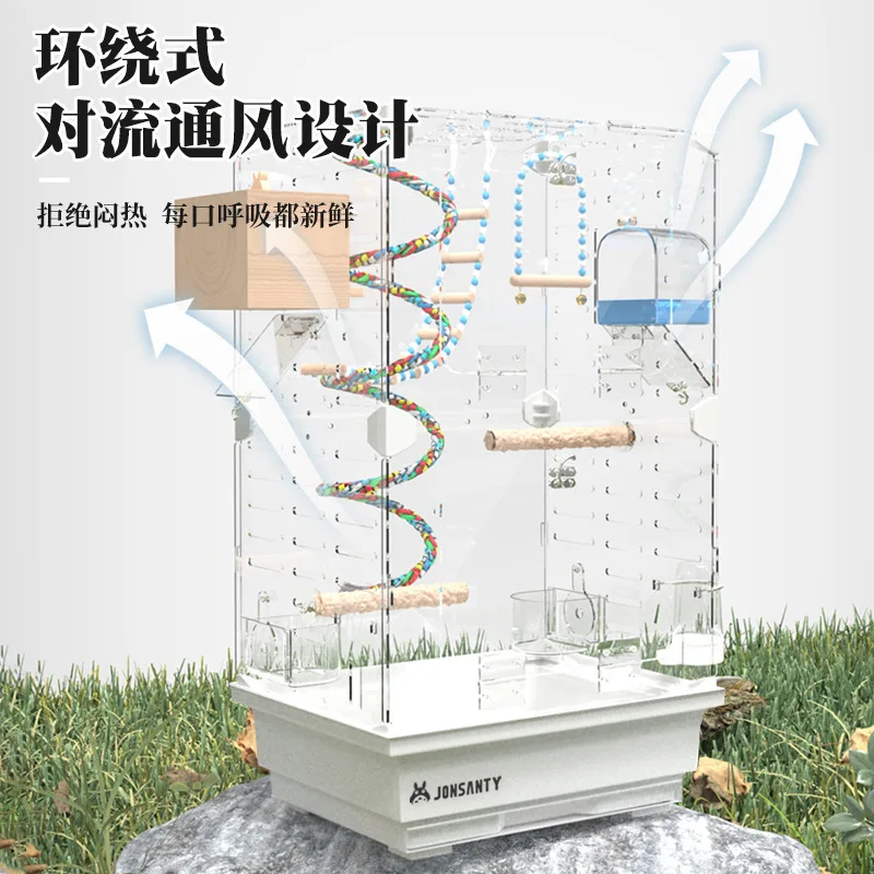 Transparent Birds Cage Foreground Ornamental Bird Cage Standing Bird House Breeding Flying Acrylic Crate Parrot Nest for Home