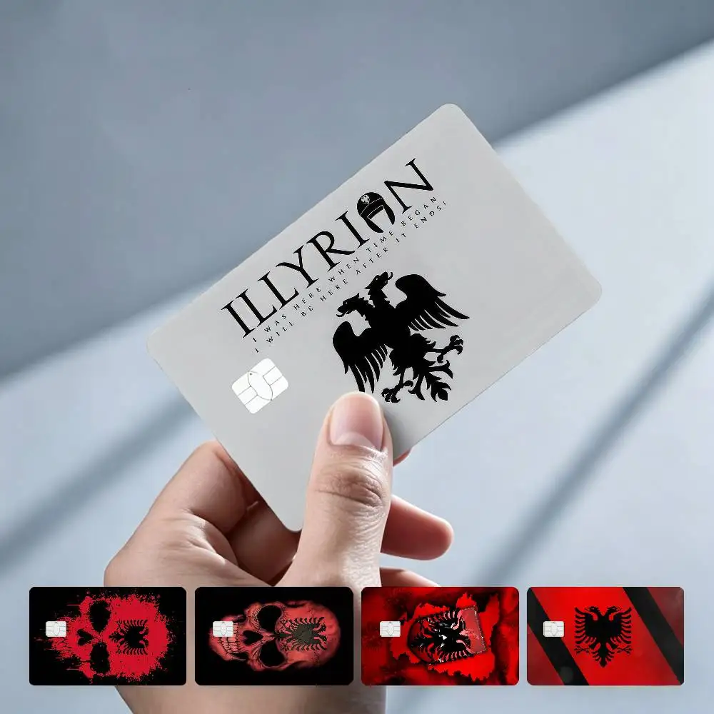 Albania Albanians Flag 4Pcs!Fade-Resistant, Wear-Resistant, Scratch-Resistant  Bank Card Sticker (Debit Card)
