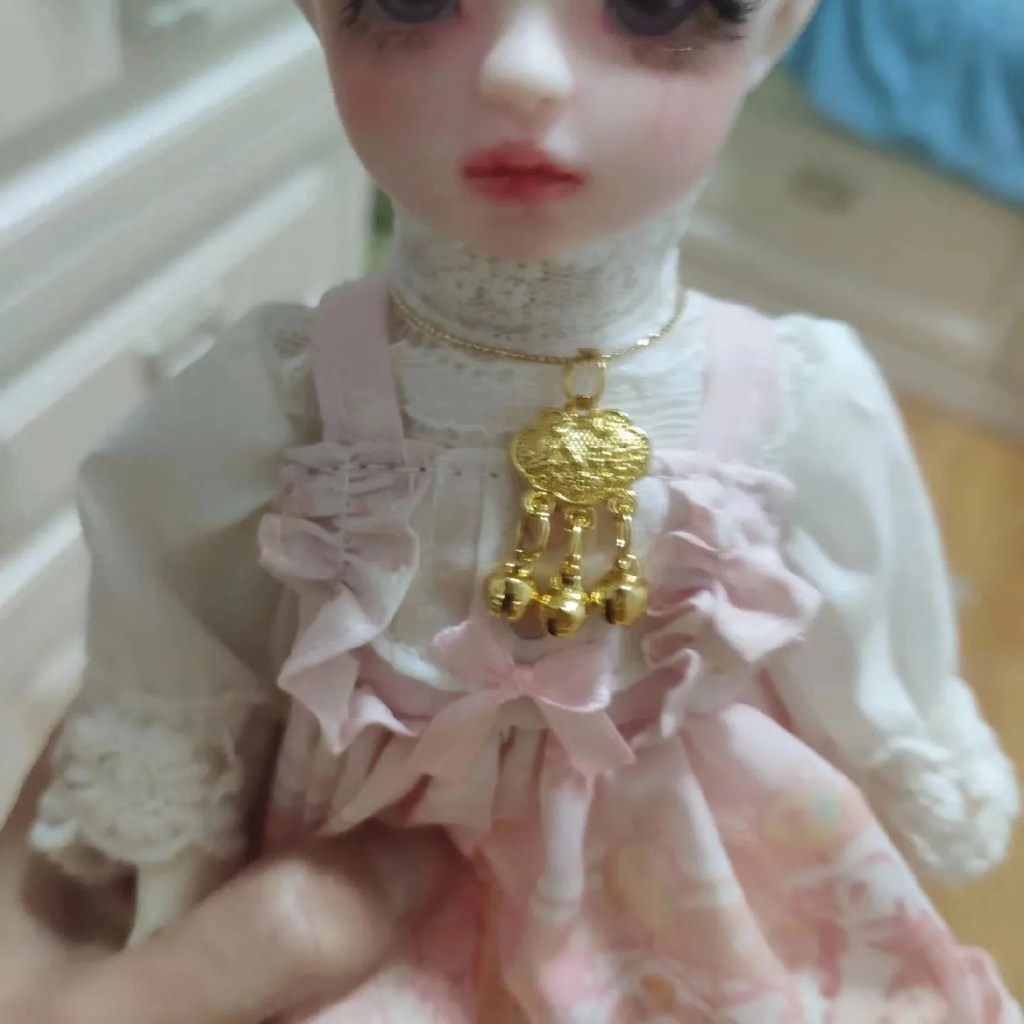 Doll Accessories 1/4 1/6 Small Gold Lock Collar Necklace 1 Piece