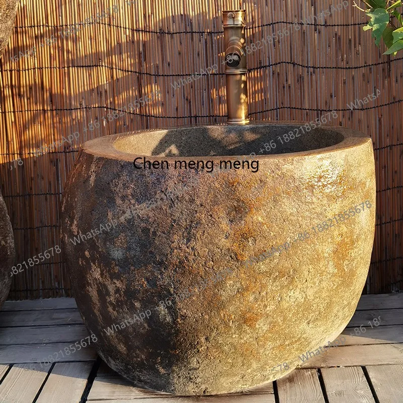 

Pure natural outdoor pebble mop pool outdoor courtyard home retro stone pool platform