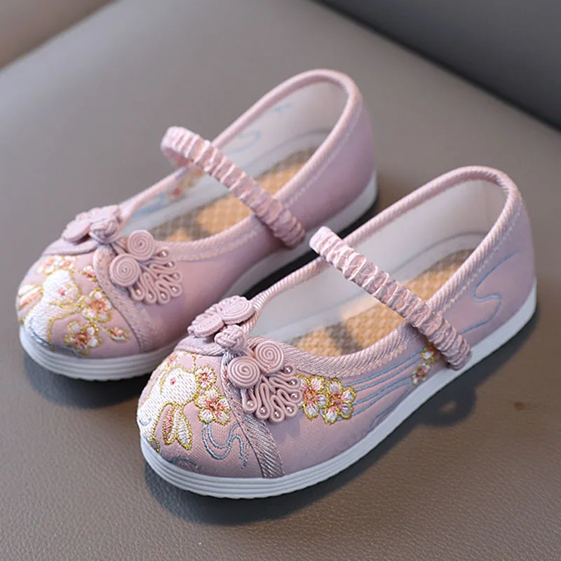 Zapatos planos de tela bordada para niña, mocasines de estilo chino, fiesta, Princesa, CSH1436