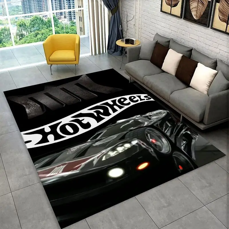 Racing Car H-Hot Wheels MOTO Non-Slip Area Rug for Living Room,Bedroom,Playroom,Soft Carpet Floor Mat Home Decor Rug  Room
