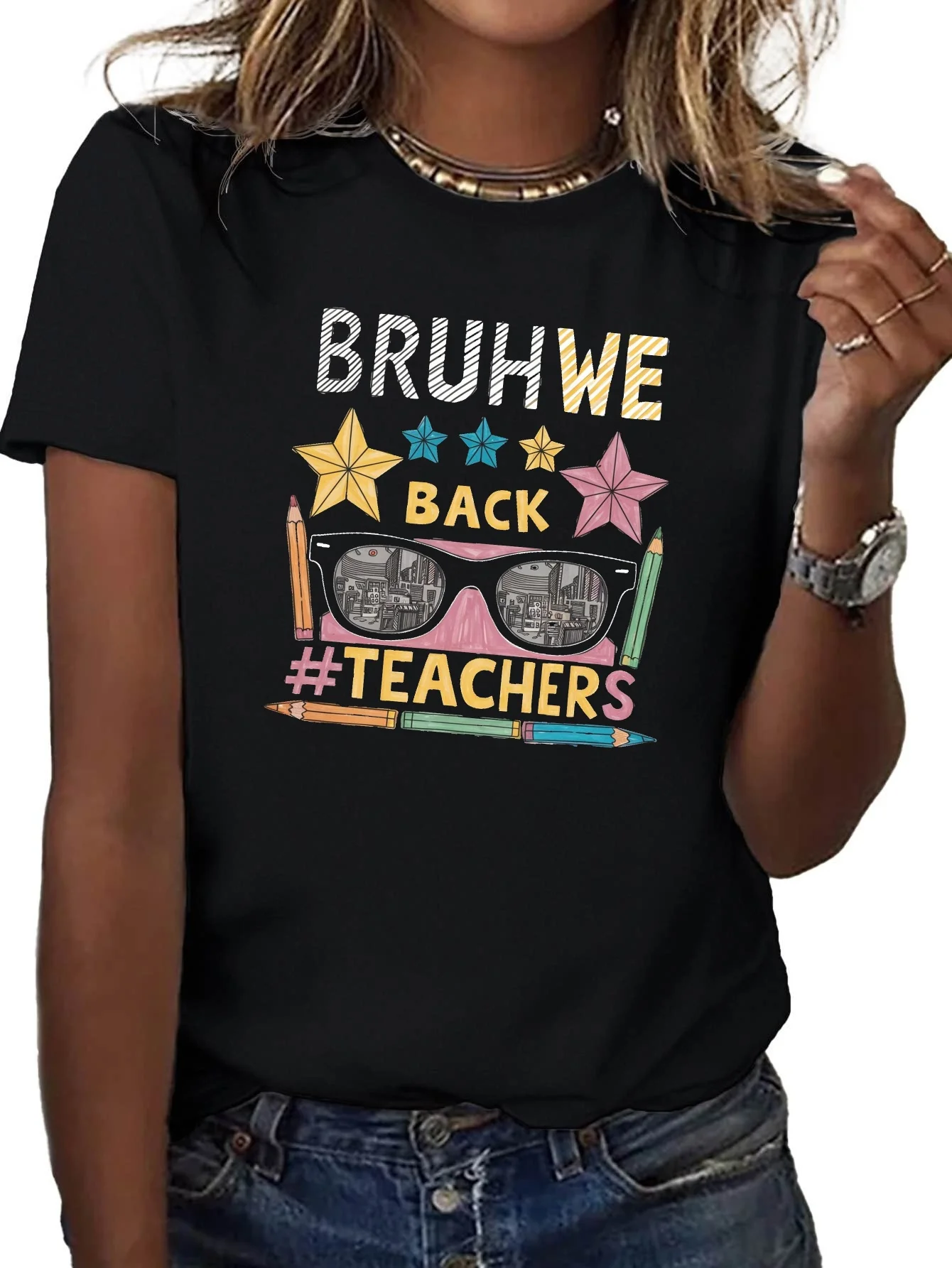 

BRUH WE BACK TEACHERS pure cotton women's T-shirt comfort fit