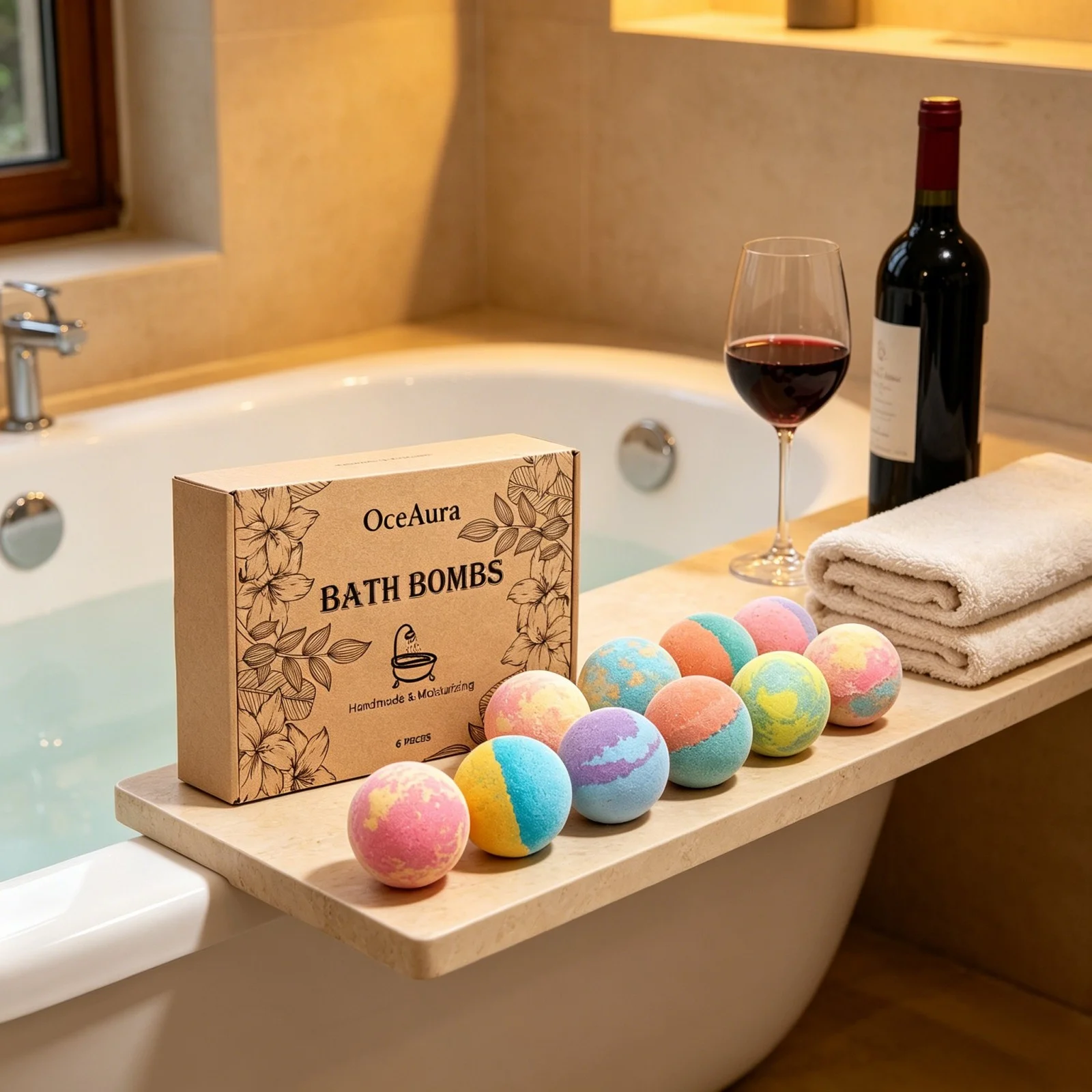 OceAura Bath Bombs Set Lily Rose Rosemary Bubble Skin Exfoliation Improve Dryness Handmade Gift Relaxing Spa Bath Salt Balls