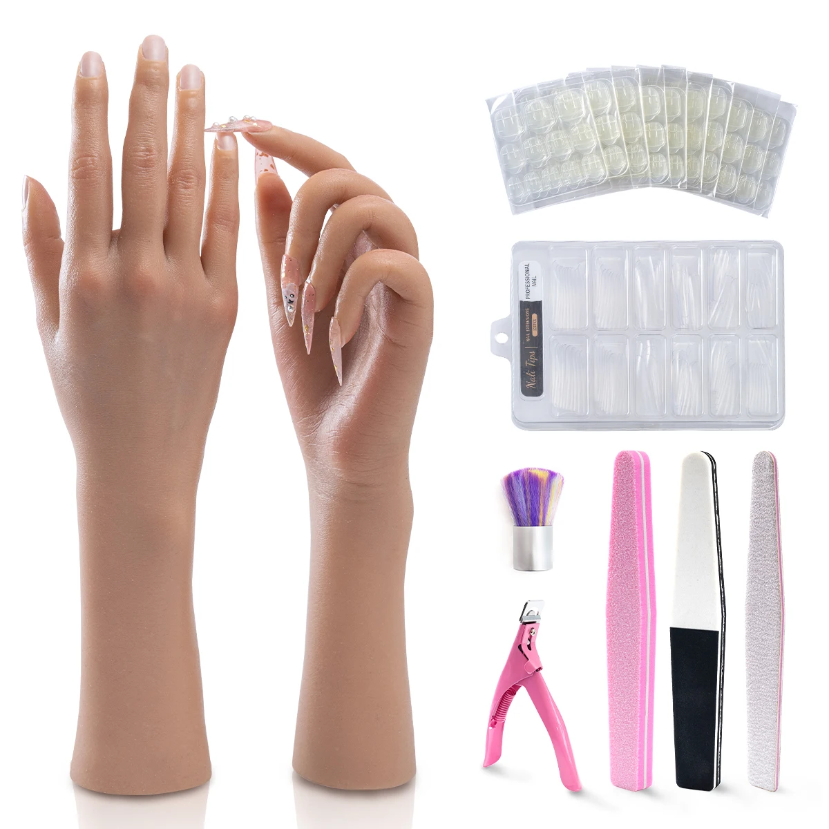 Silicone Hand Model, nail tattoo practice, jewelry display shooting props, Veikmv Nail Practice For Acrylic Fake Hand