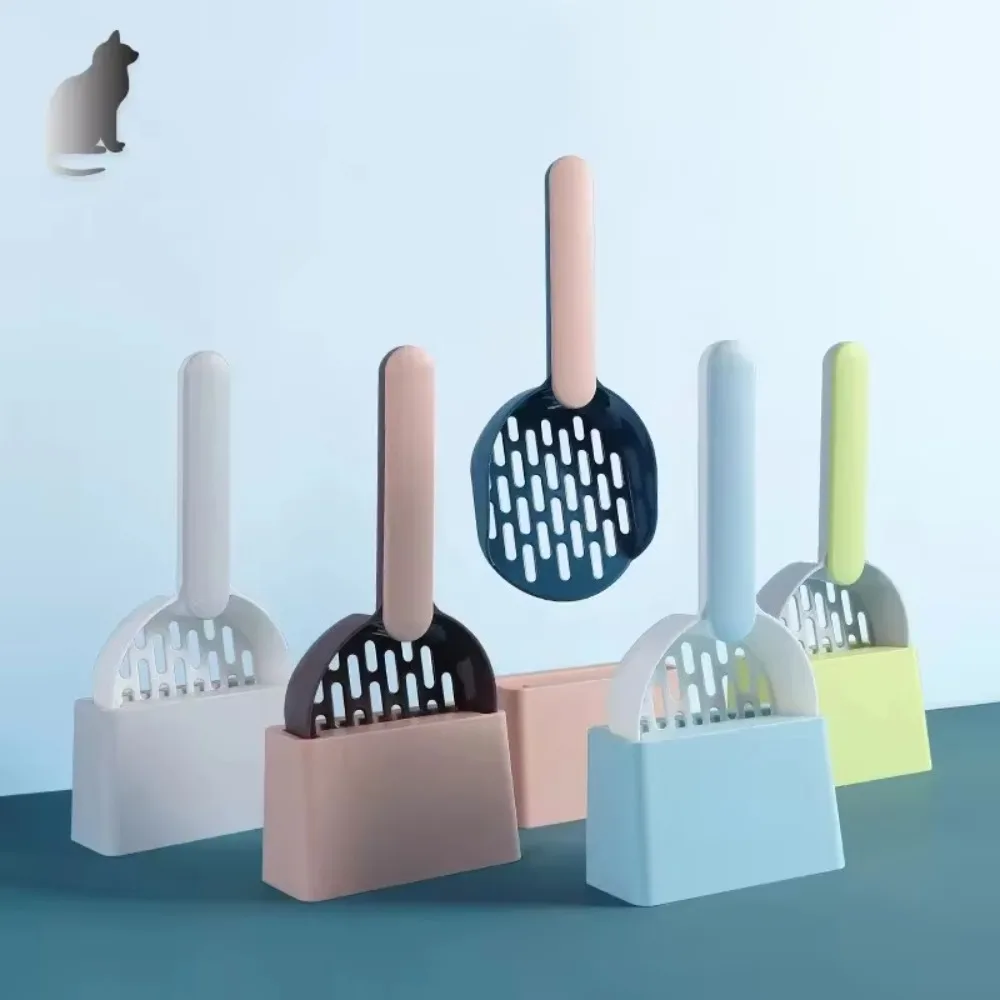 Cat Litter Scoop Plastic Shovel with Base Self Cleaning Cat Litter Box Shovel Kitten Toilet Clean Tools Household Cat Supplies