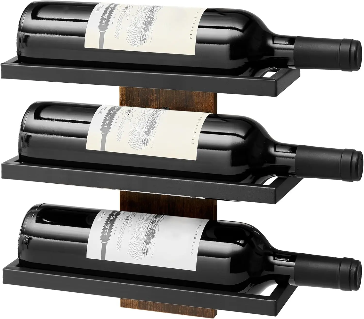 

3-Tier Wall Mount Wine Rack, Wall Mounted Wine Bottle Racks for Display and Storage, Hanging Bottle Holder, for Living Room, Dining Room, Bar, Wine Cellar, Rustic Brown