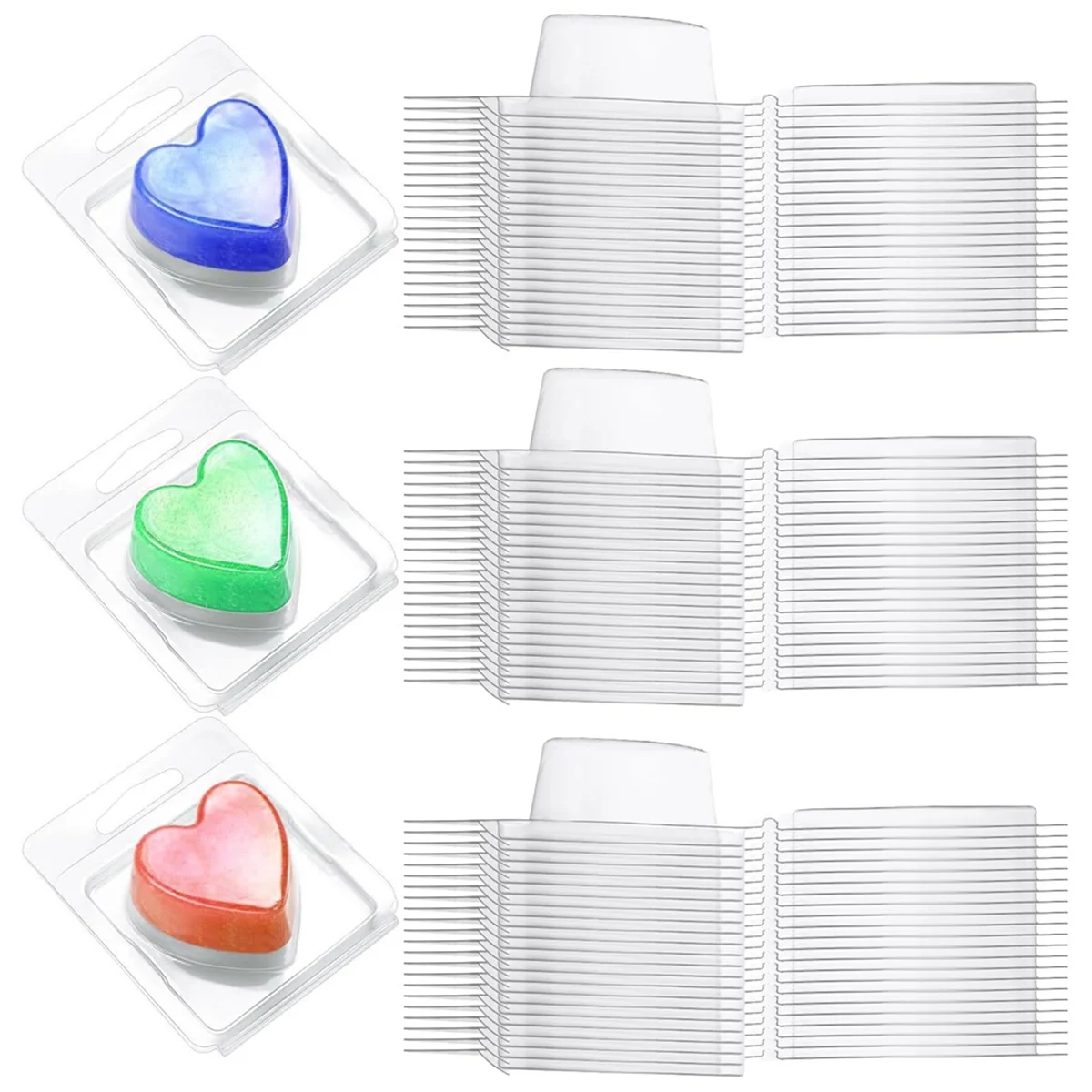 

150 Packs Wax Melts Containers, Wax Melt Single Square Clamshell Mold Clear Single Square, Empty Plastic Wax Melt Mold