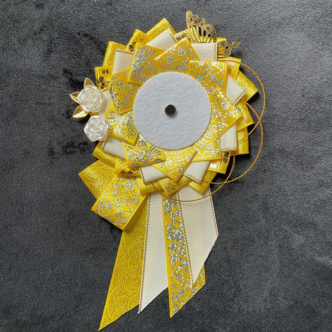 Fashionable Ribbon Ita Bag Cosplay Accessory: Rosette Flower Pin Badge Holder Base Decor for FM Style Enthusiasts