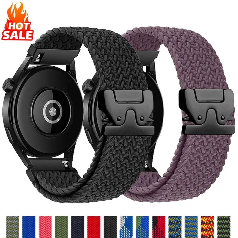 Braided Solo Loop Strap For Galaxy Watch 7/FE/6/5/pro/4/Classic/active 20mm 22mm Bracelet correa Huawei Watch GT 2 3 pro 4 Band