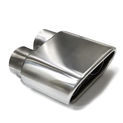 1 Pcs Double Inner Exhaust Tip 304 Stainless Steel Exhaust Pipe Square Muffler Tips For Universal Car 60mm Nozzle