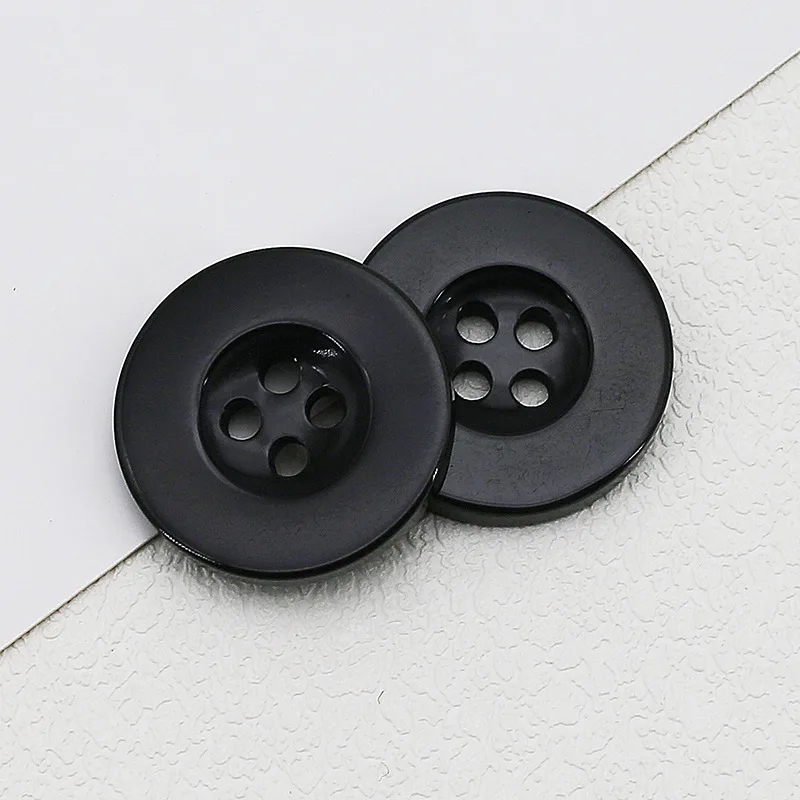 100pcs 9mm 4Hole Wide Edge Button Resin Circular Black White Household Sewing Accessories Clothing Coat Shirt DIY Decoration TMZ