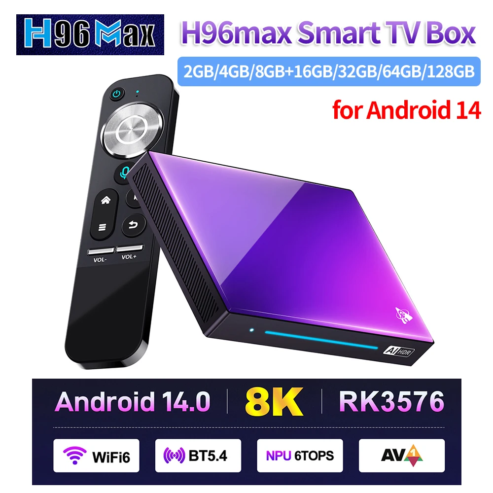 Set Top Box for Android 14 RK3576 HD Media Player 8K with Remote Control for Android TV Box WiFi6 BT5.4