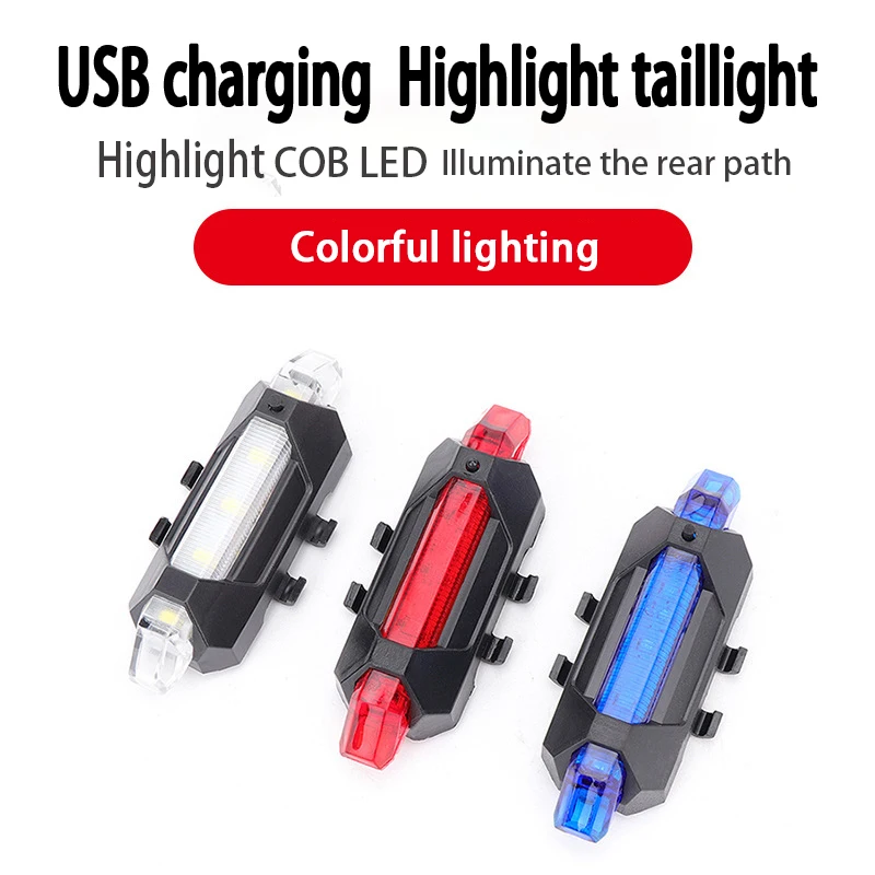 Bicycle LED Tail Lights, Mountain Bike Safety Warning, Front and Rear Flashing, Night Riding Accessories, Lighting, USB Charging