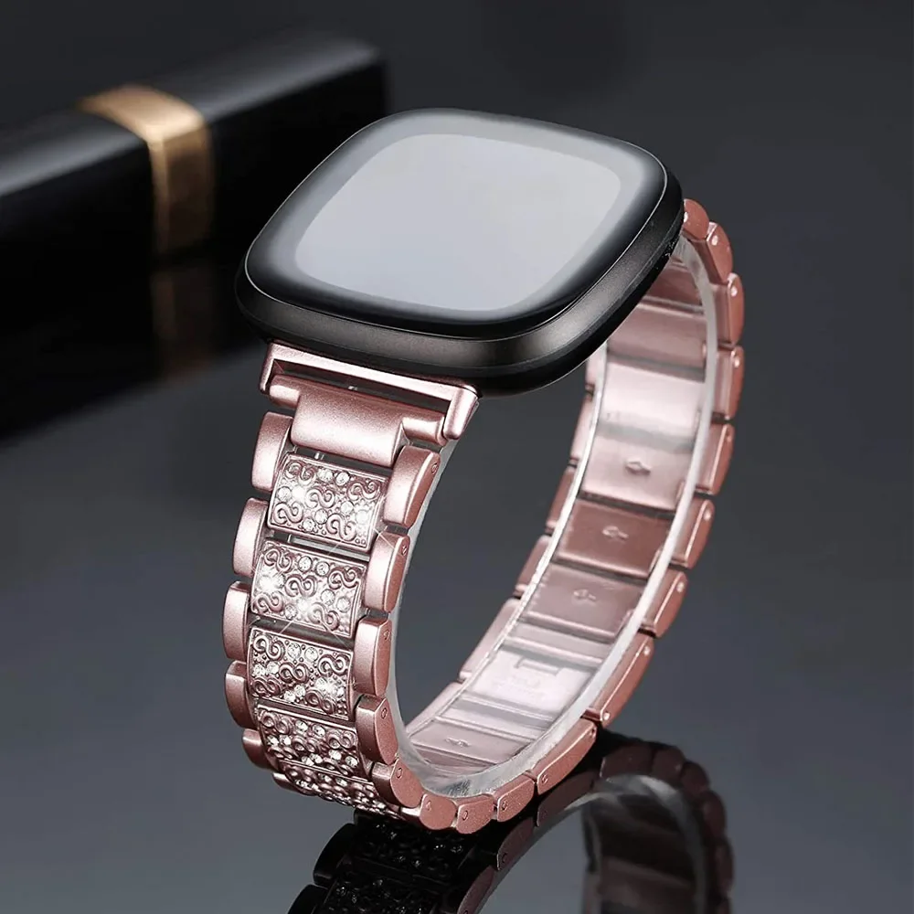 Bling Stainless Steel Strap For Fitbit Versa/Versa 2 Women Diamond Watch Band For fitbit versa 3 / versa lite & SE Correa