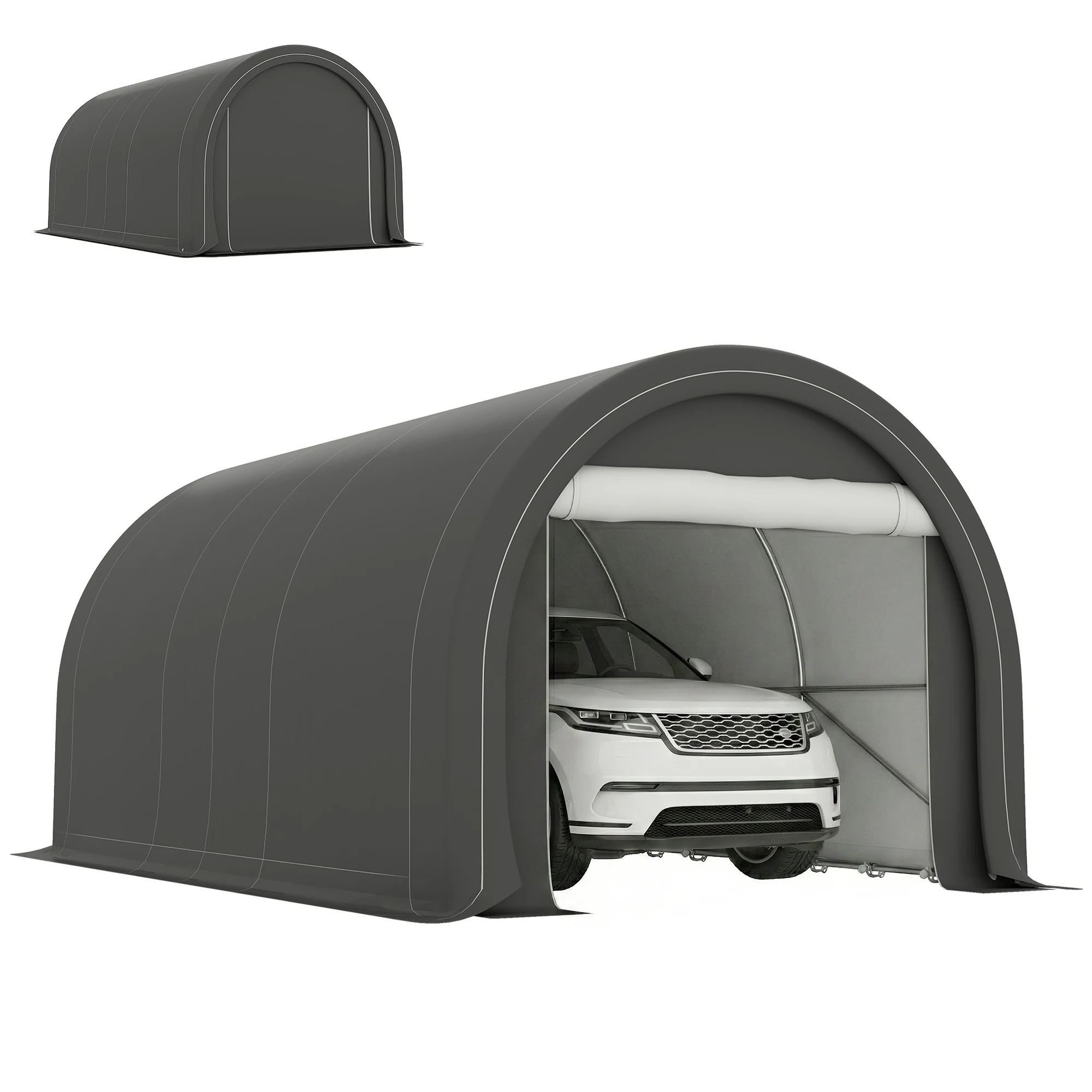 Outsunny Carpa Garaje 3x5 m Impermeable con Puerta Enrollable y UPF30+ Gris