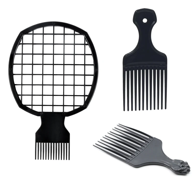 Professionelle Lockiges Haar Kunststoff Afro Kamm Breite Zähne Pick Haar Kamm Curling Net Kamm Afro Friseur Styling Werkzeuge Frauen Männer