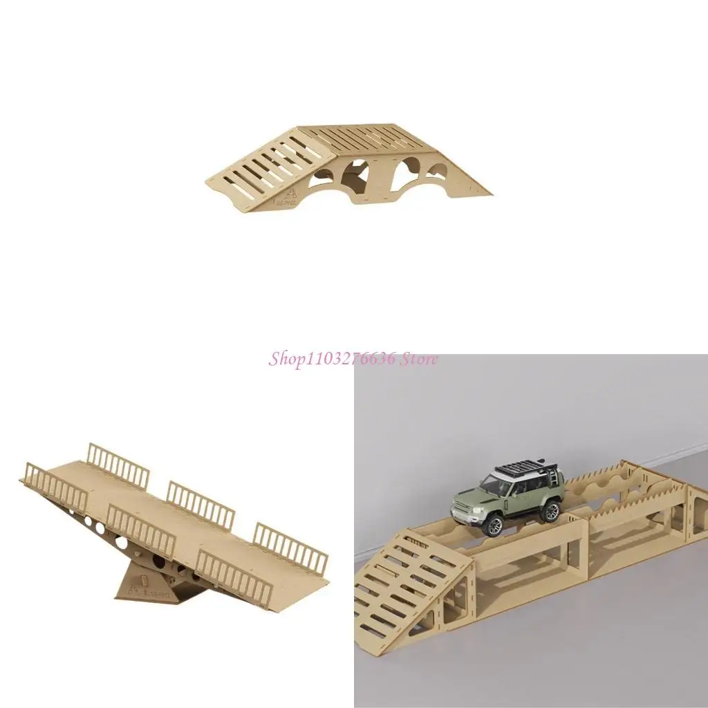 

R6FD Wooden Roadblocks Model Bridge Ramps For Remote Control Toy Car Roadblocks