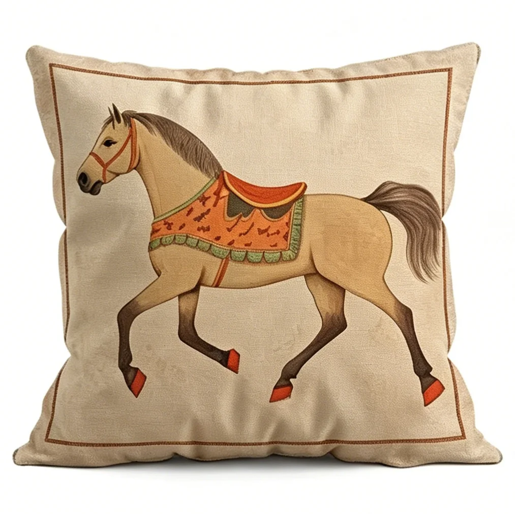 Home Decor Stylish Horse-Patterned Cushion Covers Pattern Cushion Cover Suitable for Sofa Bedroom Car Pillow Cover
