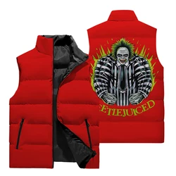 New Fashion For Autumn/Winter 2024 Funny Pattern Letters Men's Pop Solid Color Zipper Jacket 3D Printed Winter Warm Vest