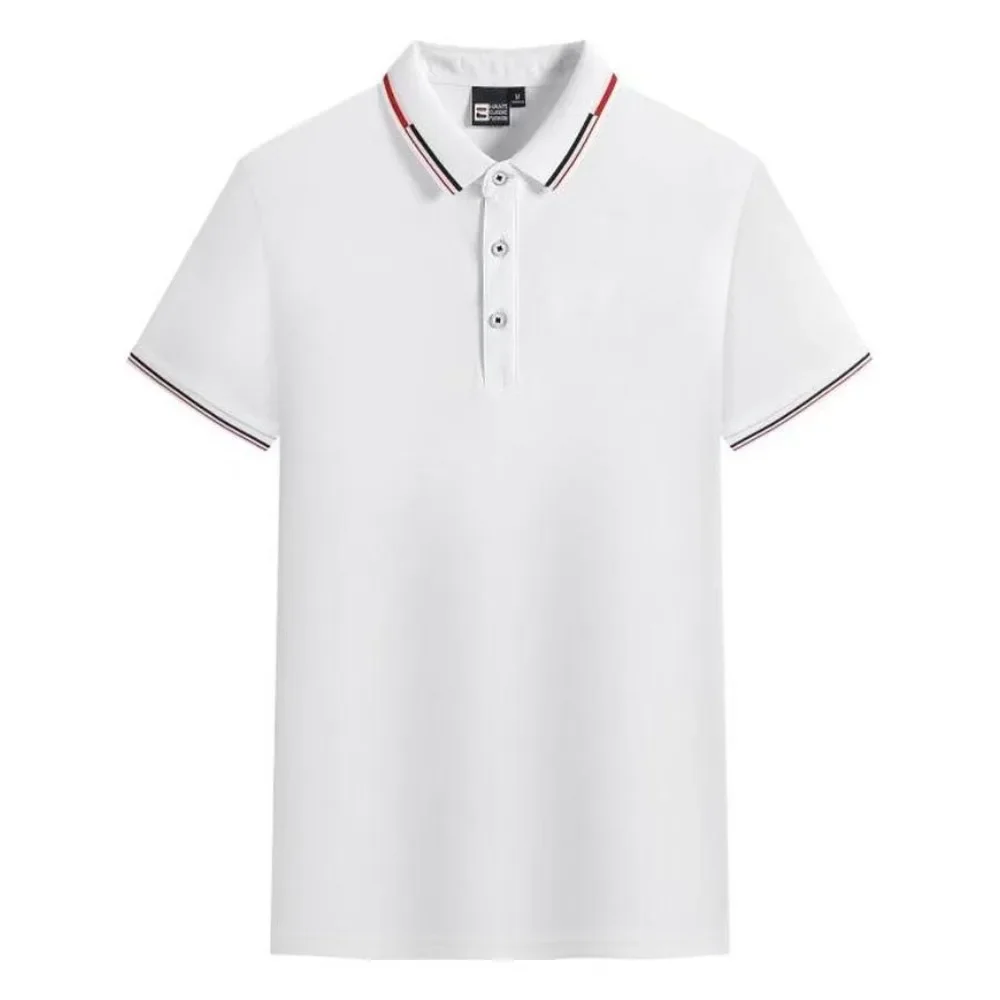 Solid Color Short-Sleeve Polo Shirts with Three-Color Binding, Unisex, Logo-Free Basic Style for Young Adults, Versatile for Com