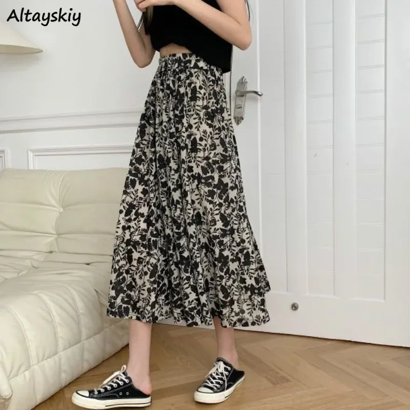 

Skirts Women Flowers All-match Daily Autumn Graceful Tender Delicate Creativity Prevalent Ladies Simple Korean Style Comfortable