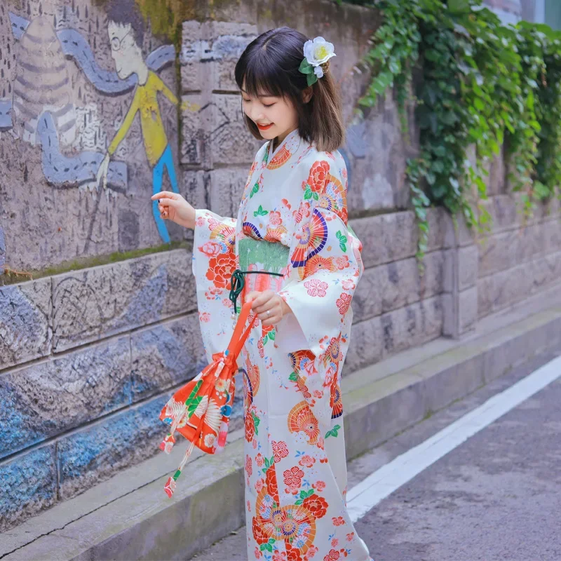 Orthodox Oriental Yukata For Women Geisha Cosplay Costume Japanese Traditional Kimono With Belt Cute Sakura Girl Haori Bath Robe