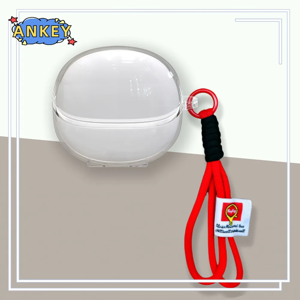 Clear Case for QCY MeloBuds Pro Nylon Lanyard HT08A Soft Protective Cover Shells Anti Dust Sleeve Hand Rope Strap Accessories