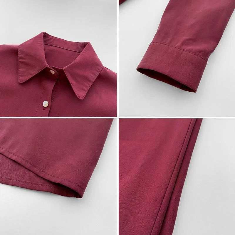 

Рубашки с длинным рукавом, женские хлопковые клетчатые рубашки свободного покроя, плиссированный дизайн, минималистичный женский зеленый дорожный повседневный весенний наряд