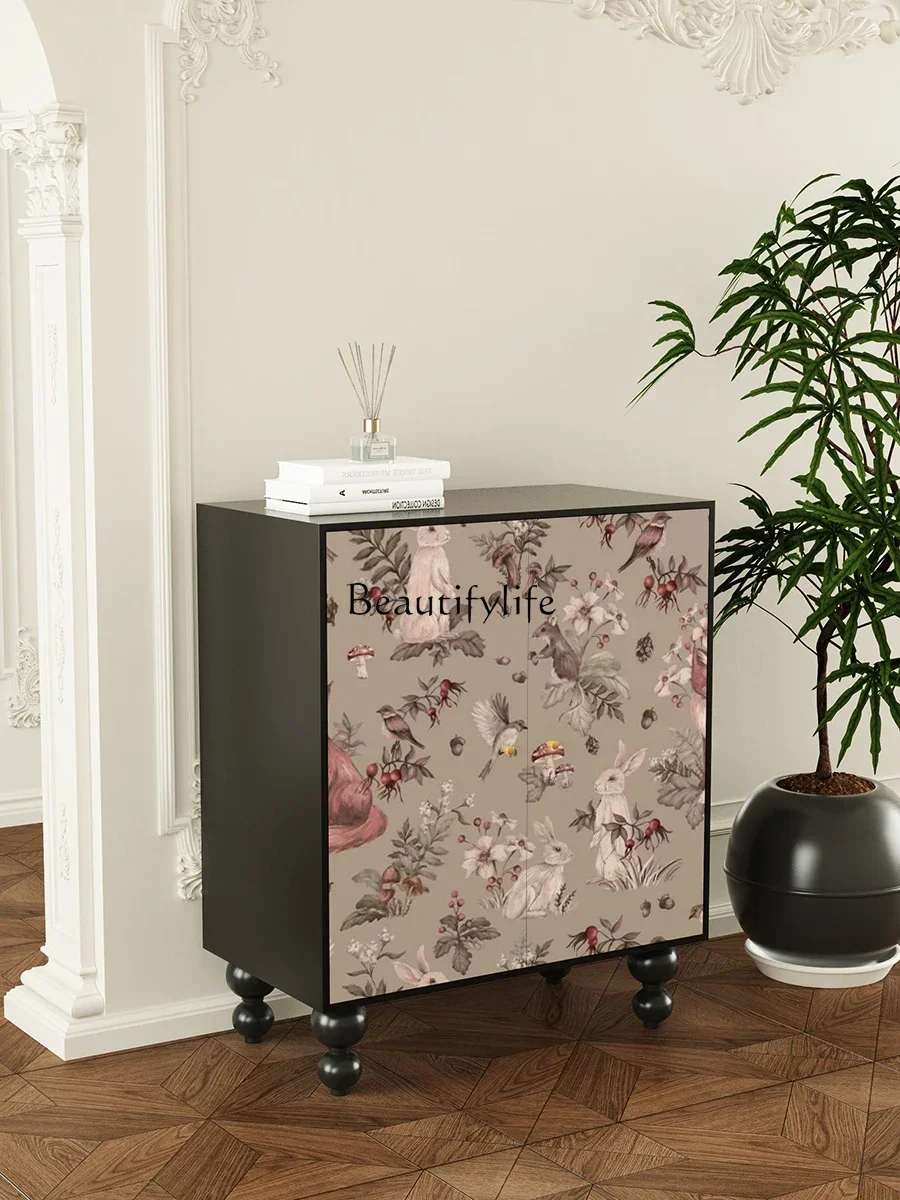 

ld25 French art style solid wood shoe cabinet, simple modern large-capacity entrance integrated storage cabinet