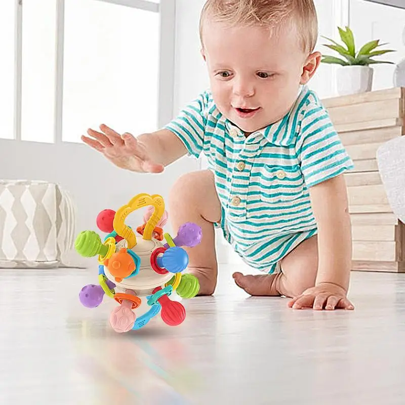 Bola de dentición para niñas, mordedor para bebés, juguetes para masticar, juguetes para la dentición, juguetes suaves para la dentición, juguetes sensoriales, mordedor para bebés para bautismo o