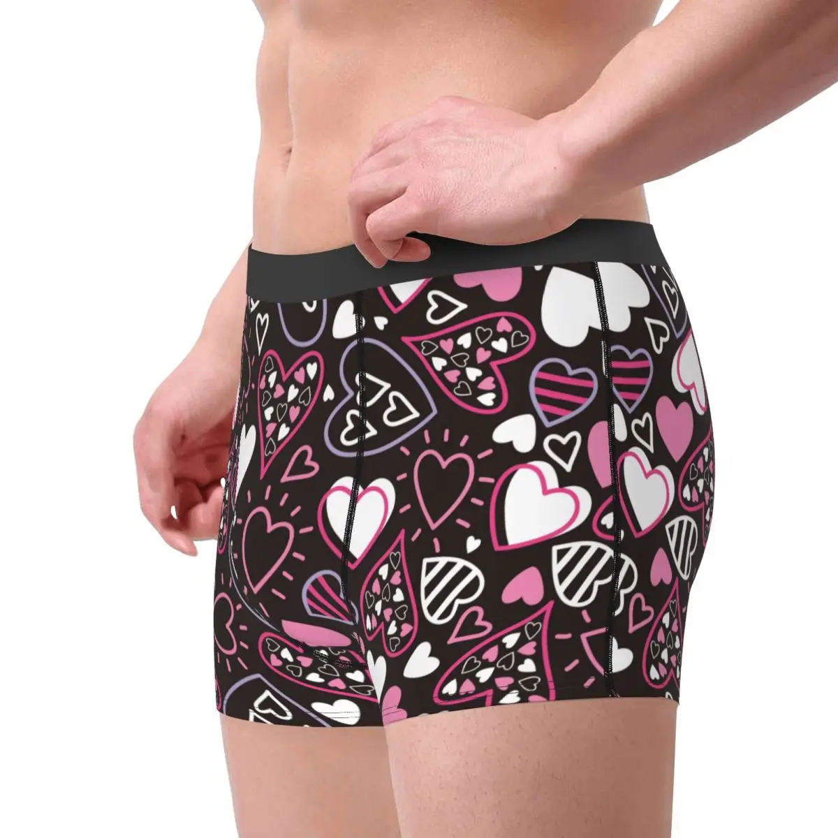 Men's Heart Pattern Boxer Shorts Panties Breathable Underwear Homme Sexy S-XXL Underpants