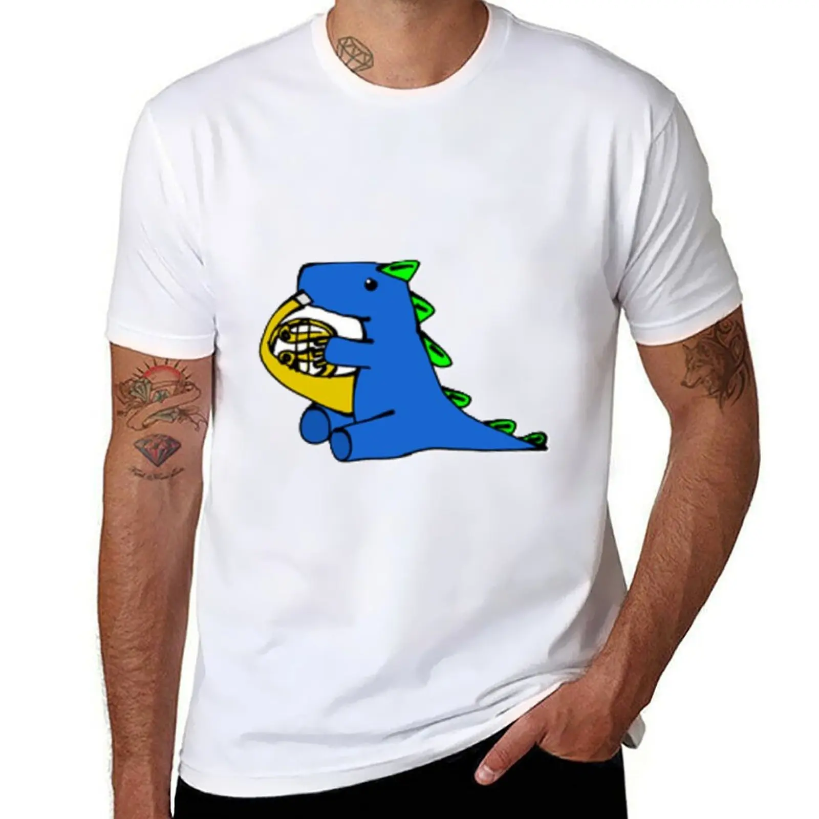 

dino playing french horn T-Shirt t shirt man luxury man t shirts cotton T-Shirt