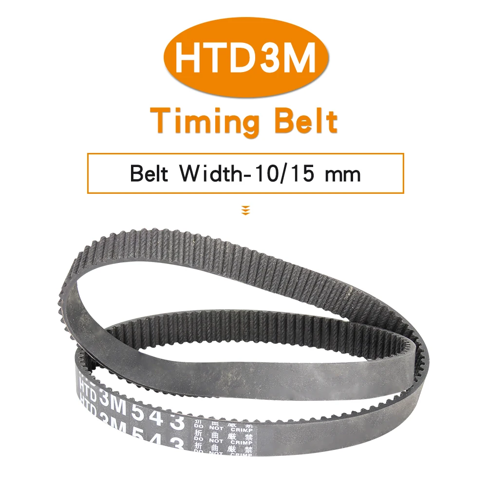 

Synchronous Belt HTD3M-525/528/531/537/543/546/549/552/555/558/564 RubberTransmission Belt Width 10/15mm For 3M Aluminium Pulley