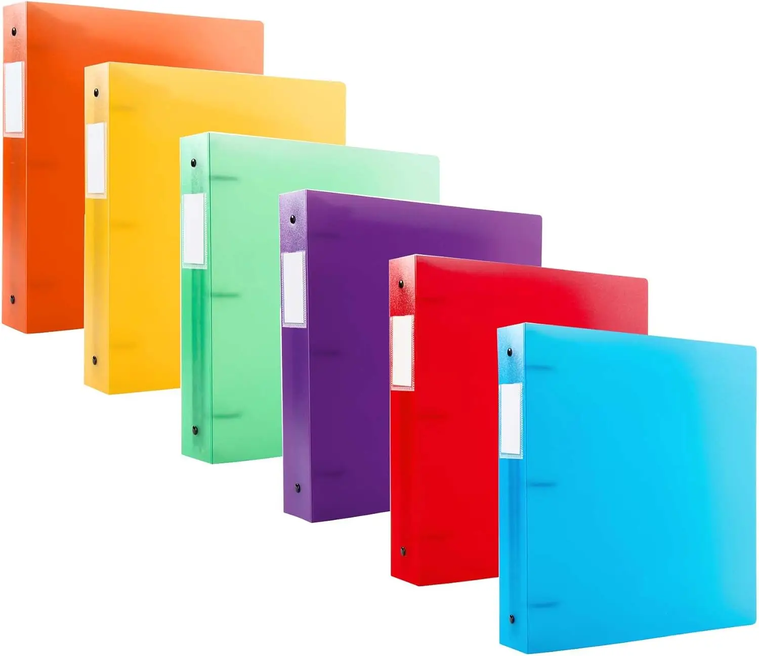 

1" Frosted Ring Binder Set of 6, Pack of 8 - Assorted Colors for Organizing Documents and Papers