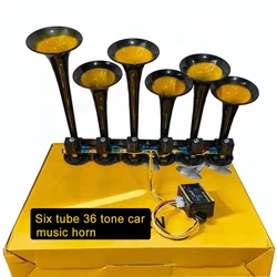 Six Tube Thirty-six Tone Car Music Horn Truck Electronic Control Metal Tube Music Air Horn with Button