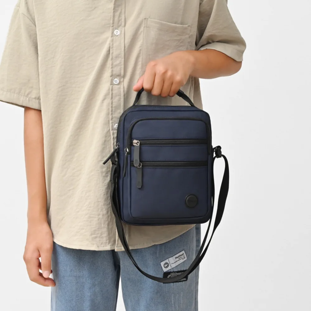 Bolsa transversal de várias camadas para homens, com zíper, pano oxford, portátil para negócios masculinos, casual, grande capacidade, ombro único, viagem