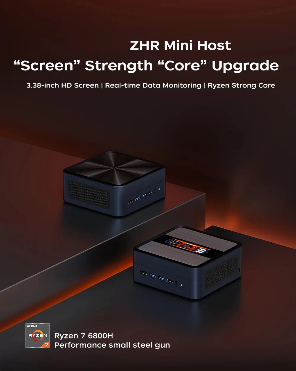 ZXIPC Mini PC AMD AMD Ryzen 7 6800H  Computer LPDDR5 PCIe 4.0 SSD Mini Computer Desktop Window 11 Pro WiFi 6E/BT5.2 Tipo-C