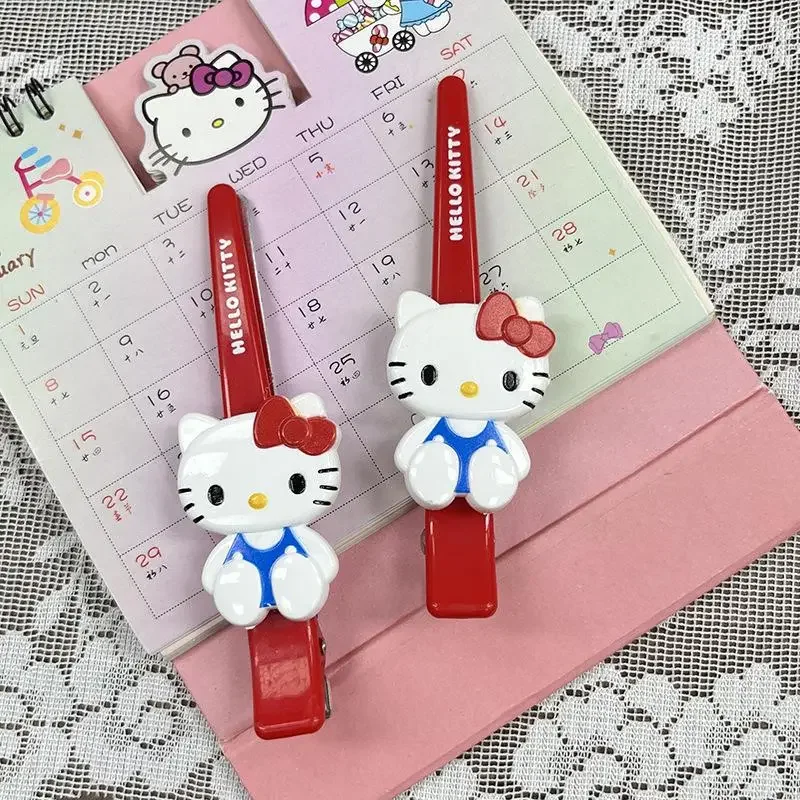 Épingle à cheveux Hello Kitty Anime Sanurgente pour filles, épingle à cheveux simple, mode créative, mignon, étudiant, classique, accessoires pour cheveux Kitty, cadeau festif