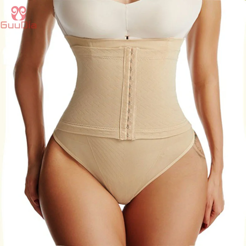 GUUDIA Thong Shapewear for Women Tummy Control High Waist Body Shaper Underwear Girdle Panty Seamless Shapewear 3 Rows Hooks