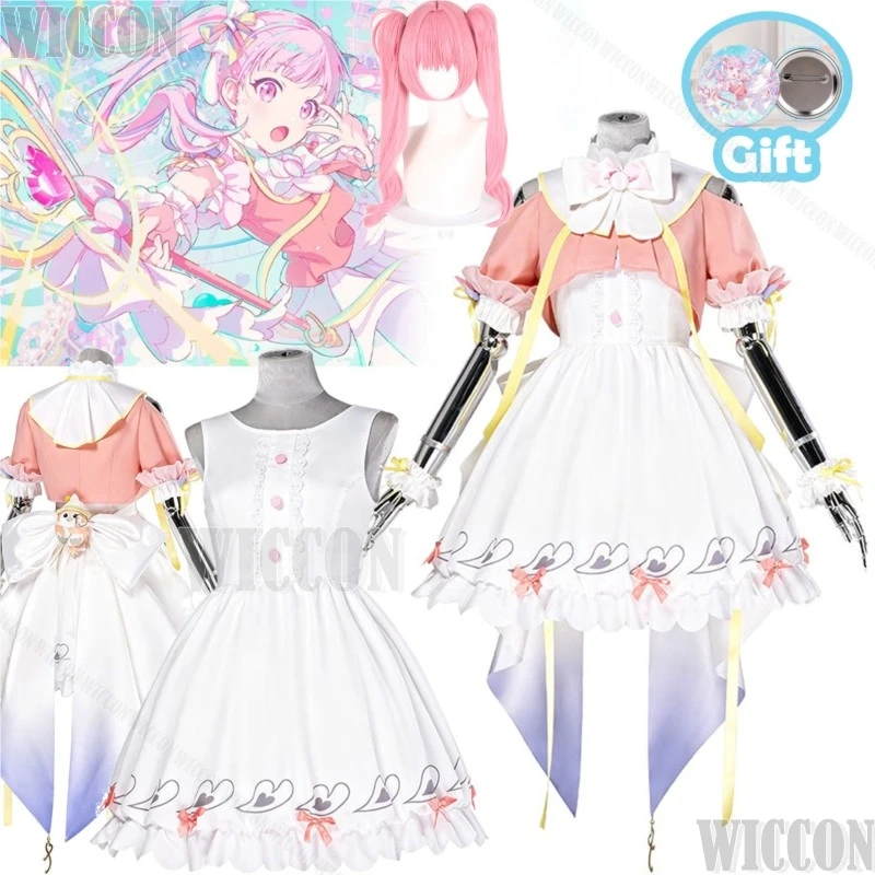 

Otori Emu Game PJSK Cosplay Costume Pink White Lolita Sweet Dress Pink Wig Woman Halloween Party Project Sekai: Colorful Stage!