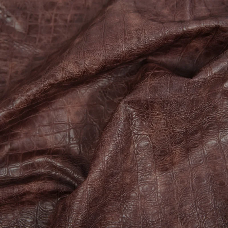 2Yards  Vintage brown crocodile pattern texturePULeather, suede, velvet fabric, suit, trench coat, jacket, designer fabricA